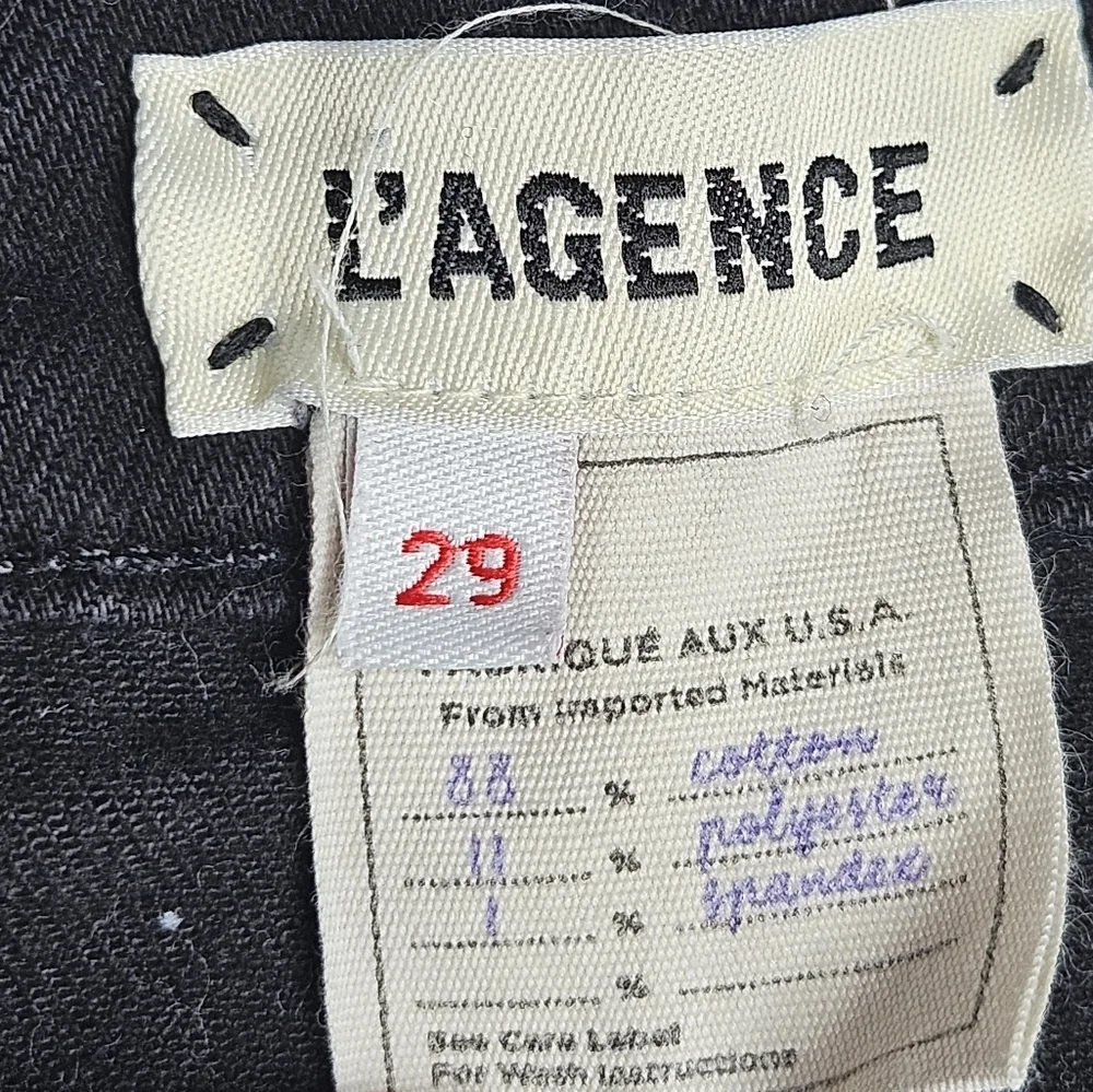 L'agence High Line Skinny Onyx Destruct Women's 29 Raw Hem Distressed Knee Black - Picture 9 of 10